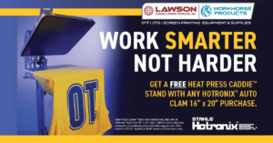 Get a free heat press caddie stand with any hotronix auto clam 16" x 20" purchase till 9/30/25