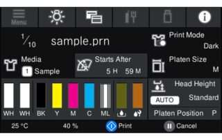 Epson SureColor F3070 DTG Production Edition Printer Control Panel